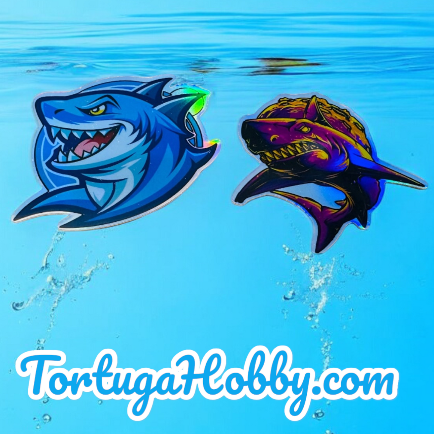 26 Holographic Shark Stickers for laptops, Water Bottles, Skateboards, Lockers and More