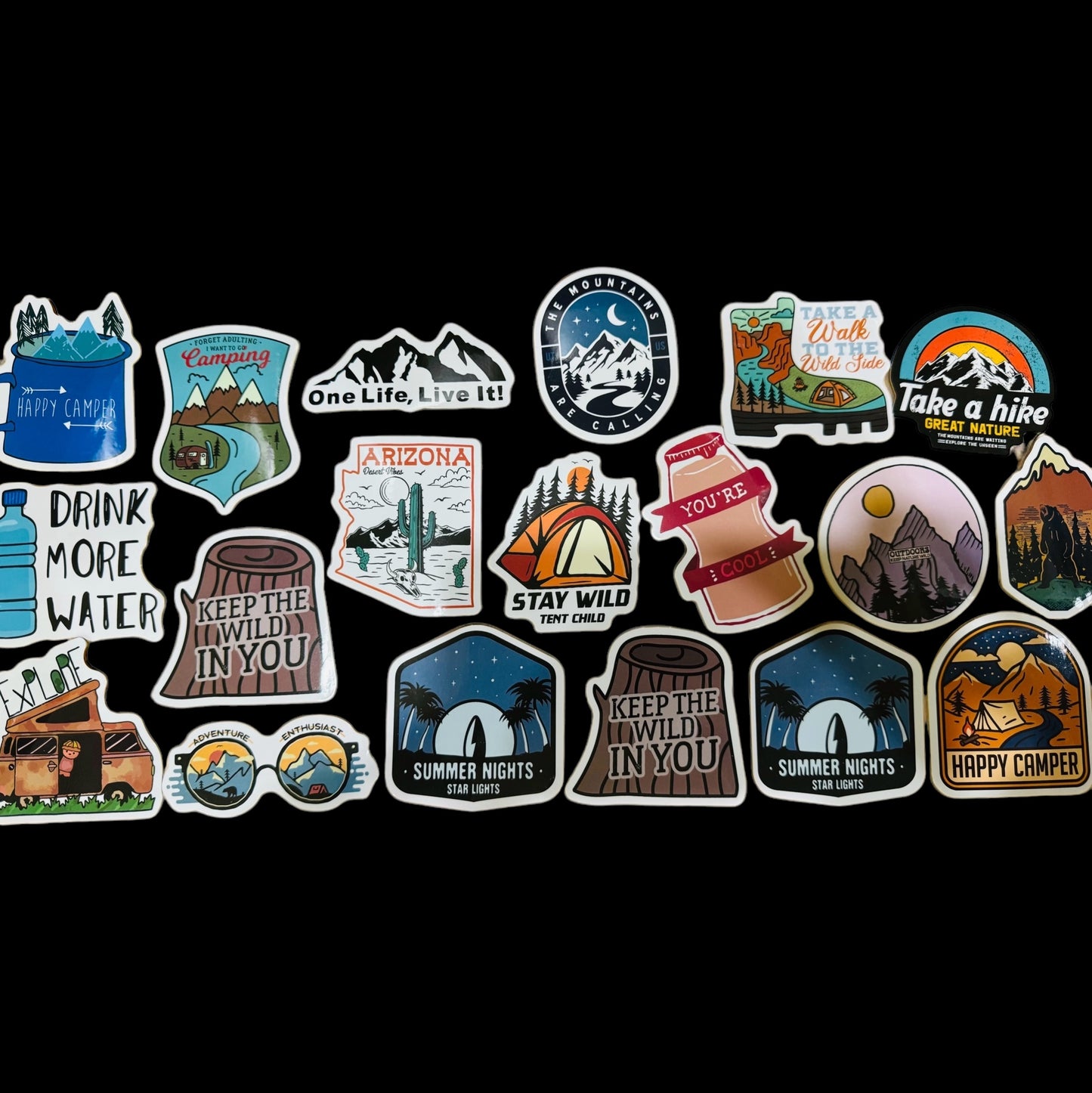 25 The Great Outdoors - Outdoor/Hiking/Camping Stickers for laptops, Water Bottles, Skateboards, Lockers and More