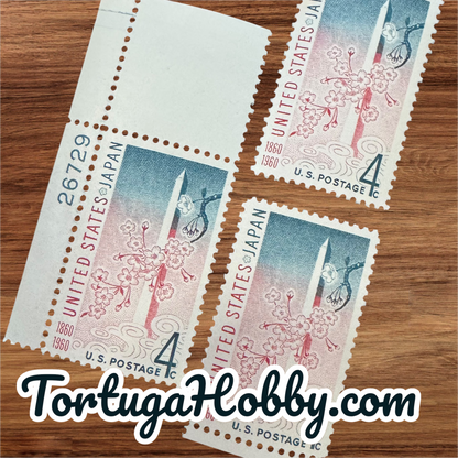 1960 - 100th anniversary of the Treaty of Amity and Commerce between the U.S. and Japan - 4 Cent Stamp - Scott #1158