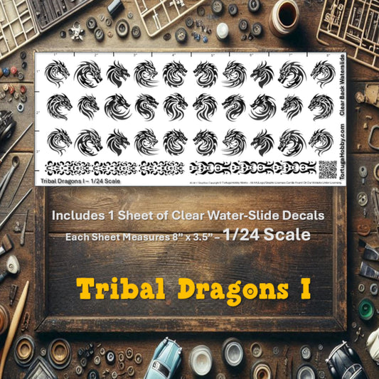 Tribal Dragons I - Clear Water Slide Decals - 1:64 & 1:24 Scale