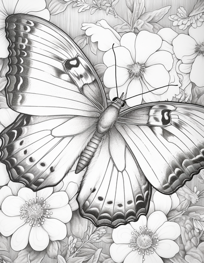 Wonderful World of Butterflies Adult Coloring Book