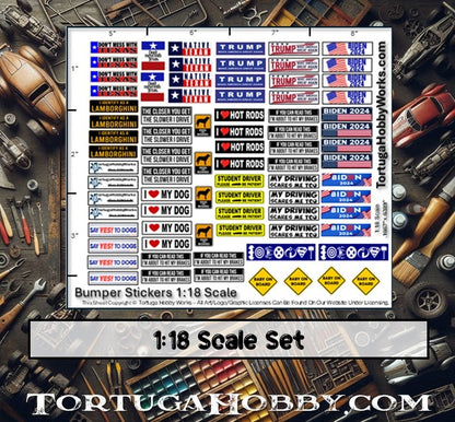 Decals - Bumper Stickers - White Water Slide Decals - 1:24 or 1:18 Scale