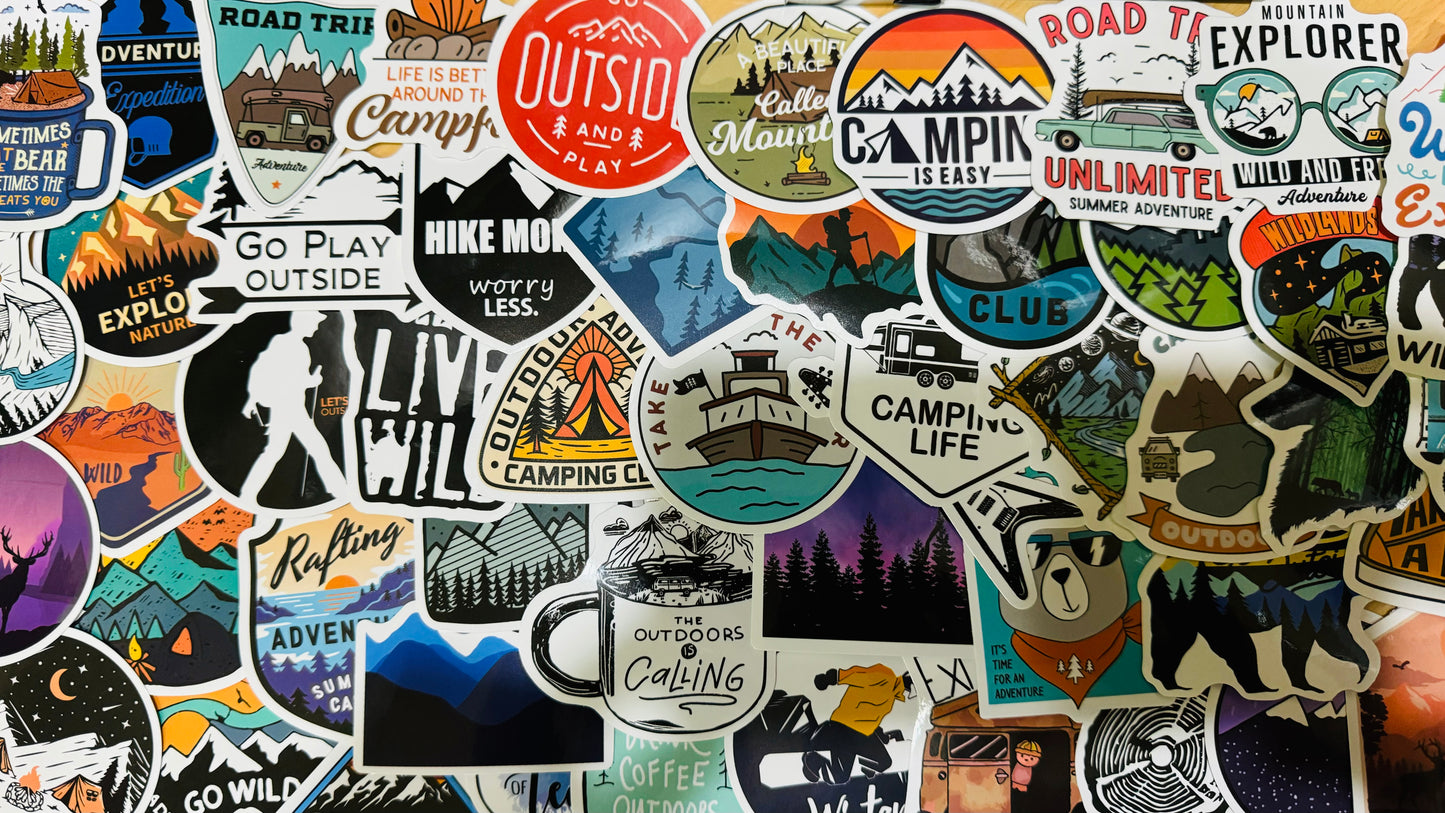 25 The Great Outdoors - Outdoor/Hiking/Camping Stickers for laptops, Water Bottles, Skateboards, Lockers and More