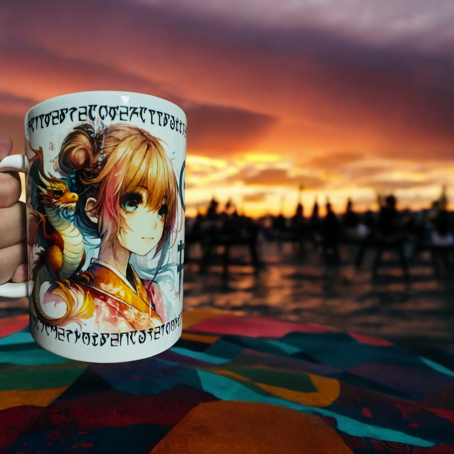 Coffee Mugs - Gamer Fuel Coffee Cup - Anime Girl with Dragon Artisan Coffee Mug