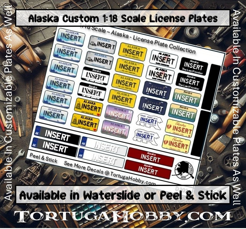 Custom 1:18/1:24 License Plates in Your Favorite State - Get 30+ License Plates