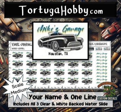 Custom Garage Decals for your Diorama, Garage, Shop, or Model. Various Scales