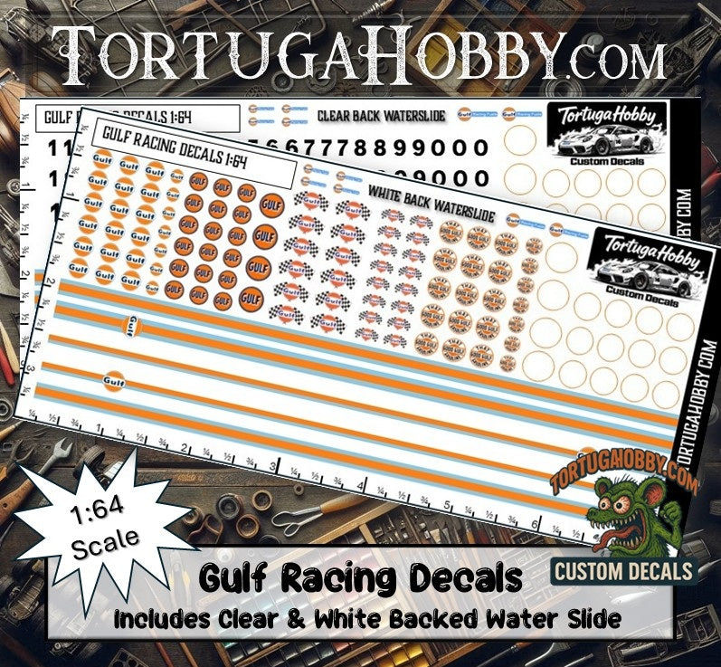 Gulf Decals - Water Slide Decals 1:10 Scale / 1:18 Scale or 1:24 Scale Models, RC or Derby