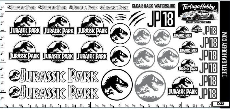 Jurassic Park - Waterslide Decals - Variety Scale