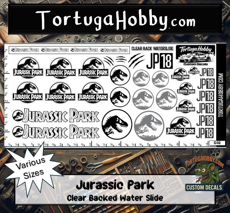 Jurassic Park - Waterslide Decals - Variety Scale
