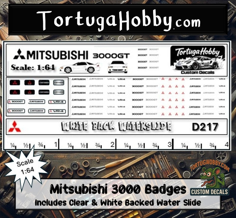 1:64 Scale Mitsubishi 3000 Badges & Emblems - Waterslide Decals