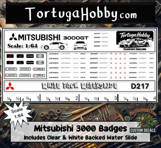1:64 Scale Mitsubishi 3000 Badges & Emblems - Waterslide Decals