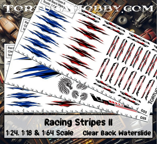 Racing Stripes II - Clear Water Slide Decals 1:24, 1:64 & 1:18 Scale