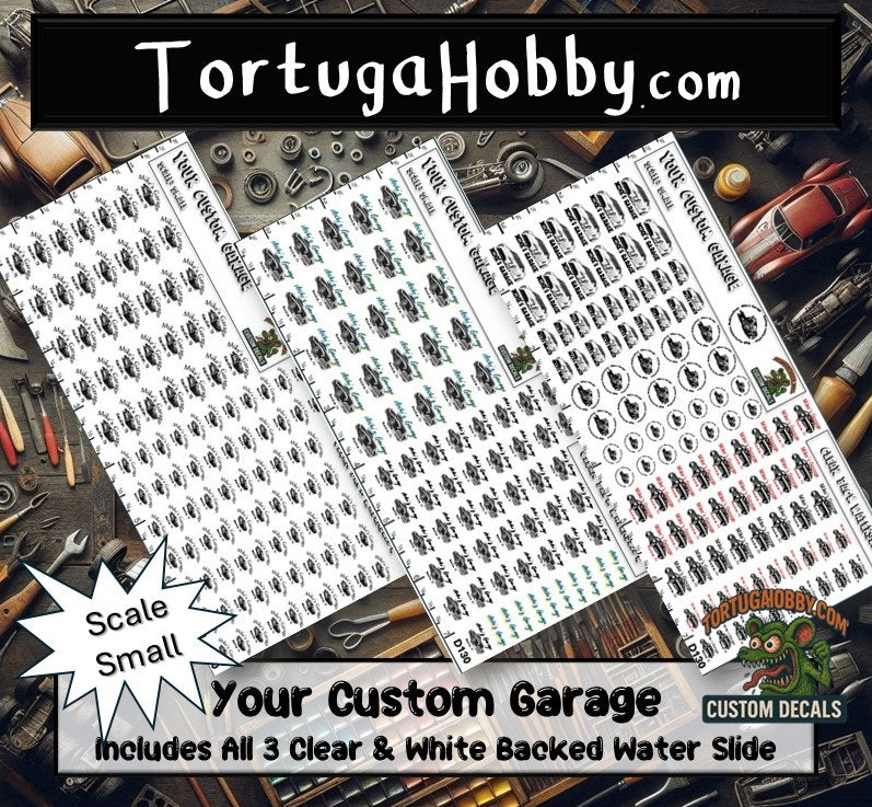 Custom Garage Decals for your Diroma, Garage, Shop, or Model. Various Scales