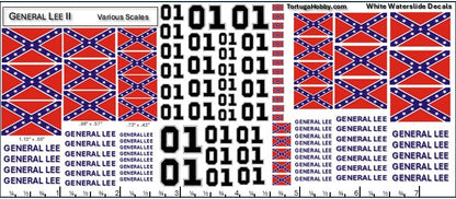 Cars of Hazzard - General Lee - Daisy Duke - Rosco - White Water Slide Decals - 1:24 Scale