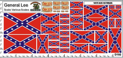 Cars of Hazzard - General Lee - Daisy Duke - Rosco - White Water Slide Decals - 1:24 Scale