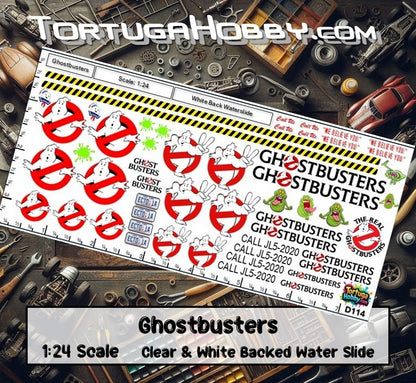 Ghostbusters - Clear & White - Water Slide Decals - 1:64, 1:24 or 1:18 Scale