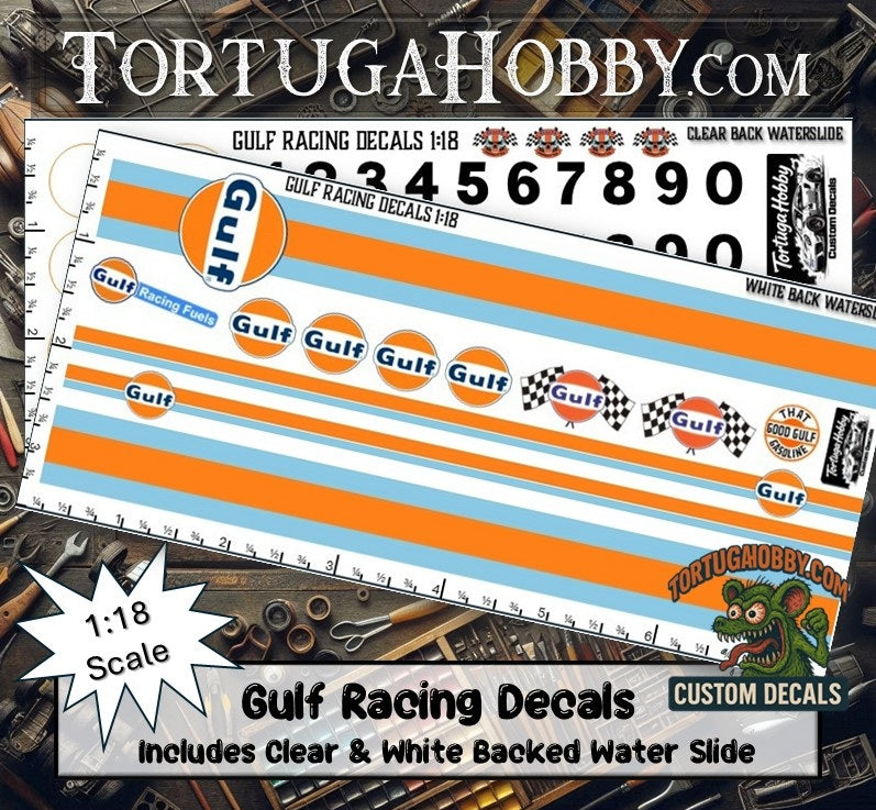 Gulf Decals - Water Slide Decals 1:10 Scale / 1:18 Scale or 1:24 Scale Models, RC or Derby