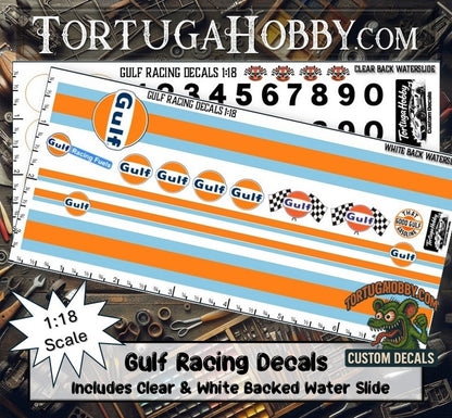 Gulf Decals - Water Slide Decals 1:10 Scale / 1:18 Scale or 1:24 Scale Models, RC or Derby