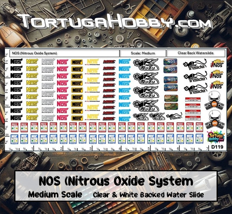NOS (Nitrous Oxide System) Model Decals - Waterslide Decals