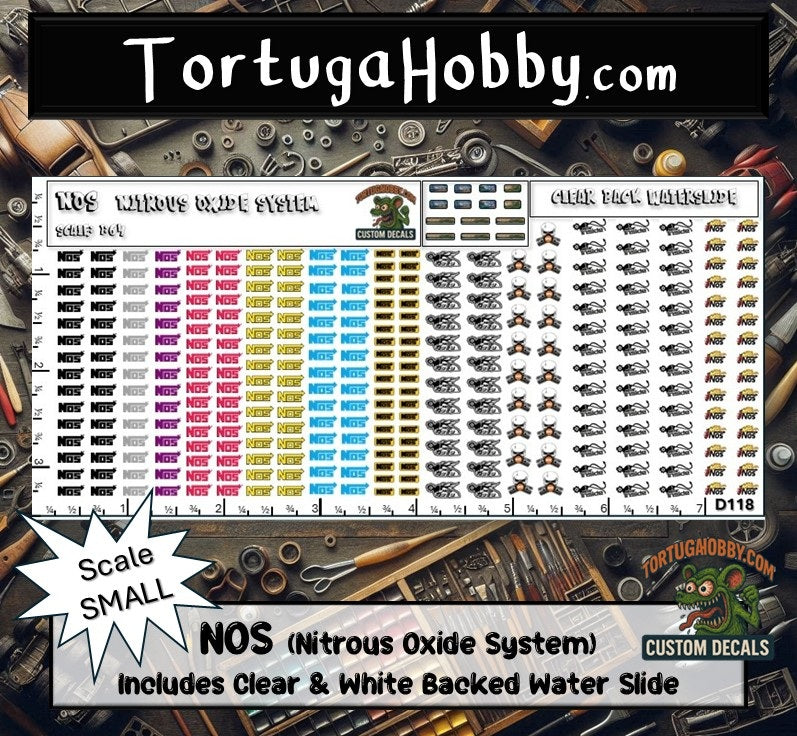 NOS (Nitrous Oxide System) Model Decals - Waterslide Decals