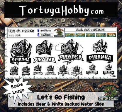 Lets Go Fishing- Piranha Decals - Great for Models, Derby or Other Projects