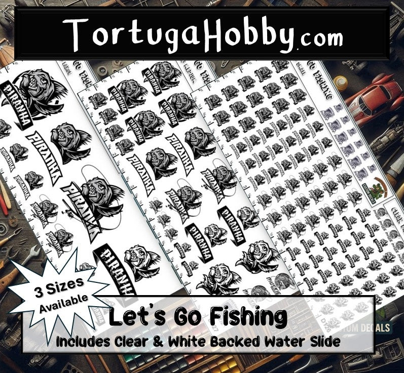 Lets Go Fishing- Piranha Decals - Great for Models, Derby or Other Projects
