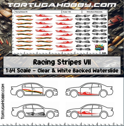 Racing Stripes VII - Clear Water Slide Decals - 1:64, 1:24 & 1:18 Scale