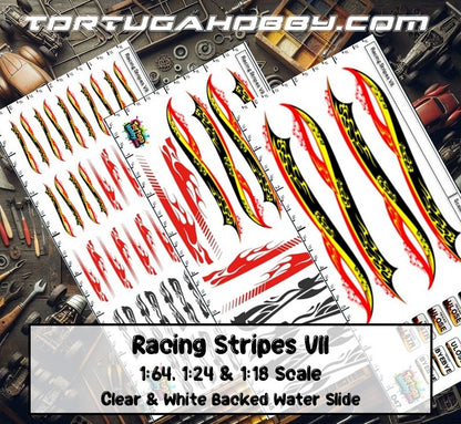 Racing Stripes VII - Clear Water Slide Decals - 1:64, 1:24 & 1:18 Scale