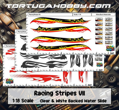 Racing Stripes VII - Clear Water Slide Decals - 1:64, 1:24 & 1:18 Scale