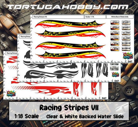 Racing Stripes VII - Clear Water Slide Decals - 1:64, 1:24 & 1:18 Scale