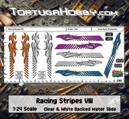 Racing Stripes VIII - Clear Water Slide Decals - 1:64, 1:24 & 1:18 Scale