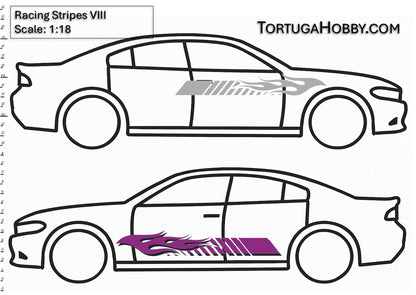 Racing Stripes VIII - Clear Water Slide Decals - 1:64, 1:24 & 1:18 Scale