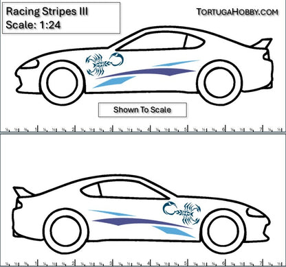 Racing Stripes III - Clear Water Slide Decals - 1:64, 1:24 & 1:18 Scale