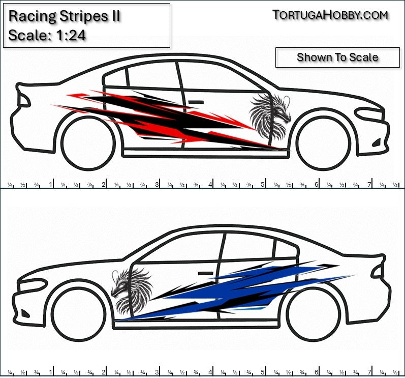 Racing Stripes II - Clear Water Slide Decals 1:24, 1:64 & 1:18 Scale