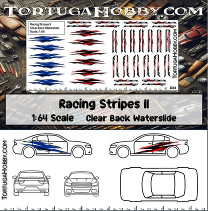 Racing Stripes II - Clear Water Slide Decals 1:24, 1:64 & 1:18 Scale