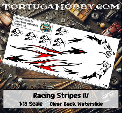 Racing Stripes IV - Clear Water Slide Decals 1:24, 1:64 and 1:18 Scale