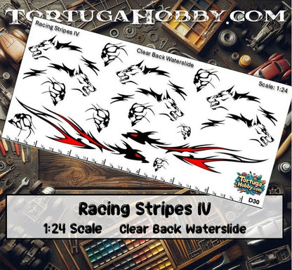 Racing Stripes IV - Clear Water Slide Decals 1:24, 1:64 and 1:18 Scale