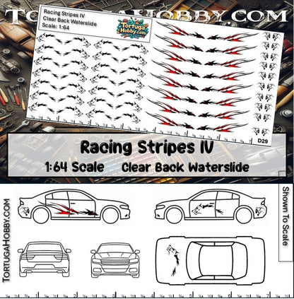 Racing Stripes IV - Clear Water Slide Decals 1:24, 1:64 and 1:18 Scale