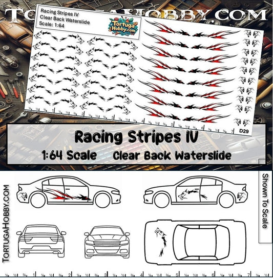Racing Stripes IV - Clear Water Slide Decals 1:24, 1:64 and 1:18 Scale