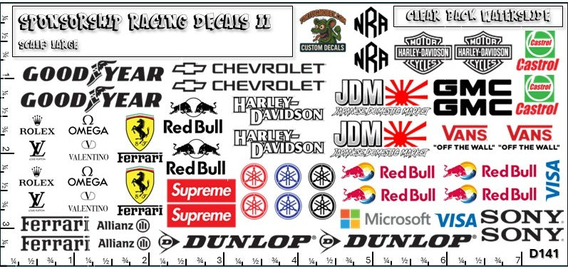Racing Sponsorship Decals II - Models Cars & Derby - Various Scales