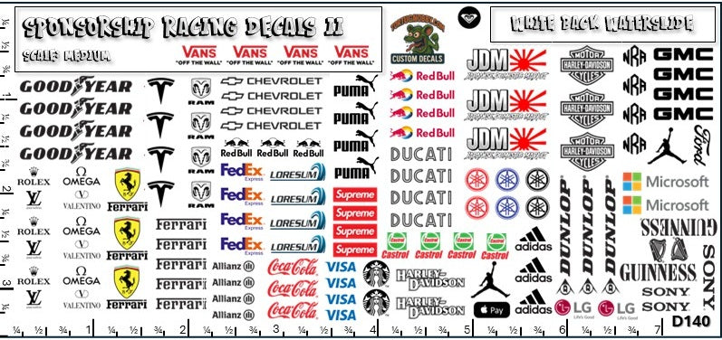 Racing Sponsorship Decals II - Models Cars & Derby - Various Scales