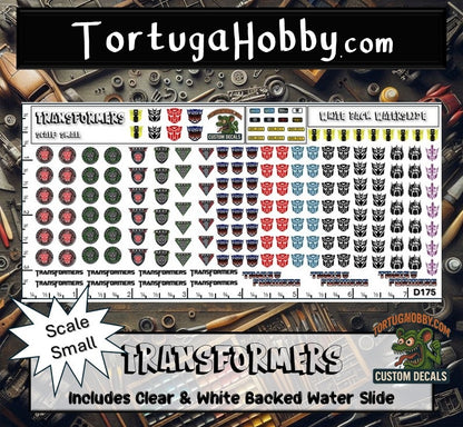 Transformers - Clear and White Waterslide Decals - 1:18, 1:24 & 1:64 Scale