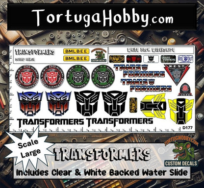 Transformers - Clear and White Waterslide Decals - 1:18, 1:24 & 1:64 Scale