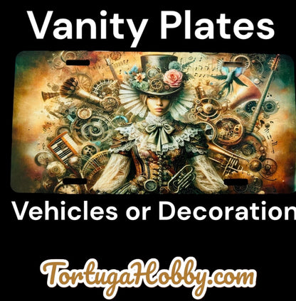 Plates - Lady of Music Exclusive Art - Front License / Vanity Plate - Steampunk Artwork