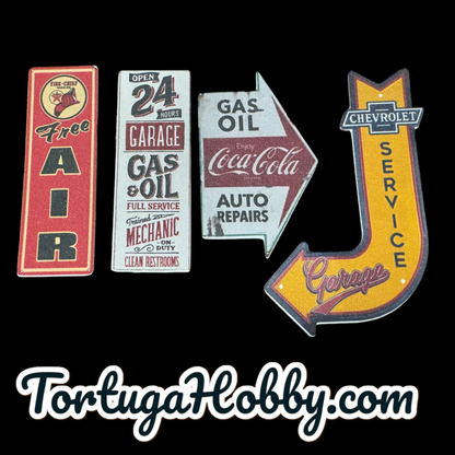 Miniature Garage Signs for Your Diorama, Train Layout or More!