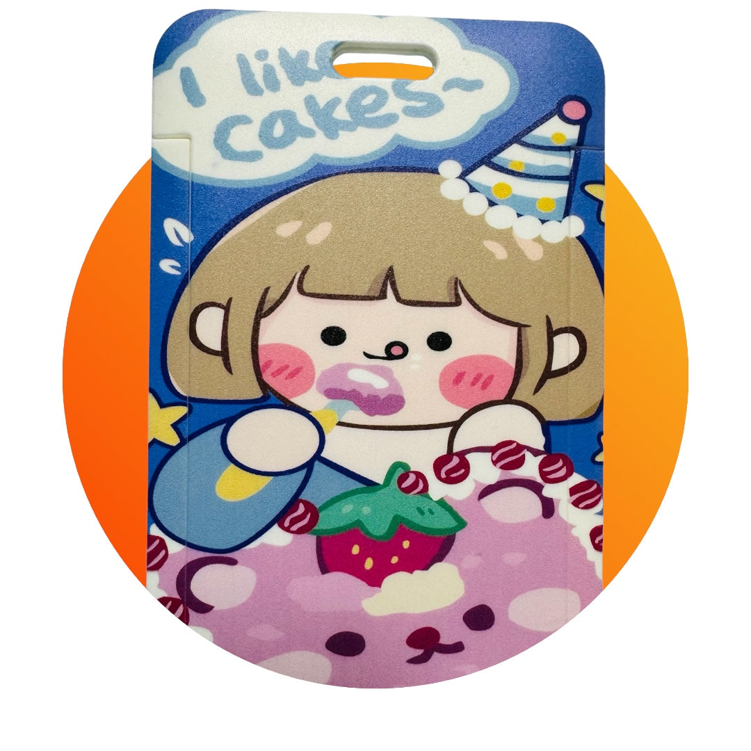 Lanyards - I Like Cake Cute Cartoon Character Lanyard / ID Badge Holder