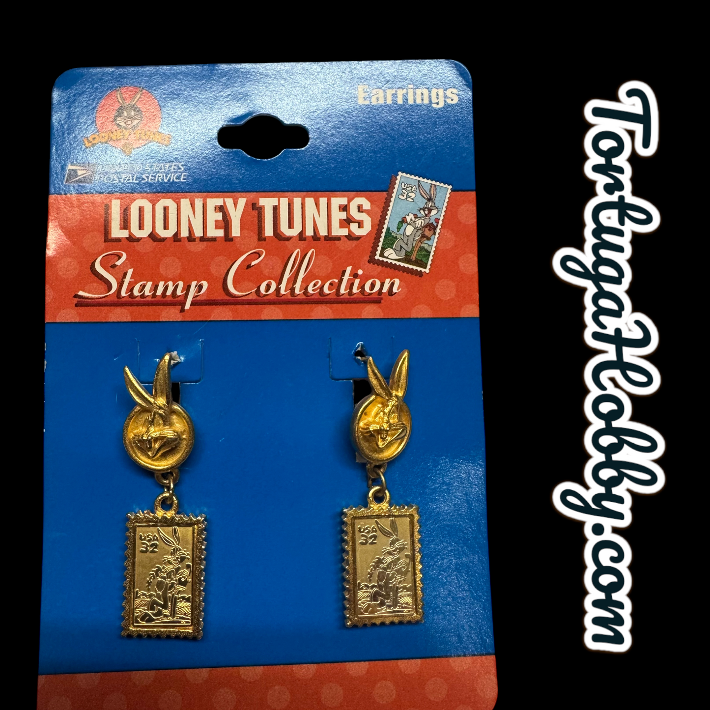 1997 Bugs Bunny Looney Tunes USPS Vintage - 32 Cent Stamp Earrings Gold Tone #8