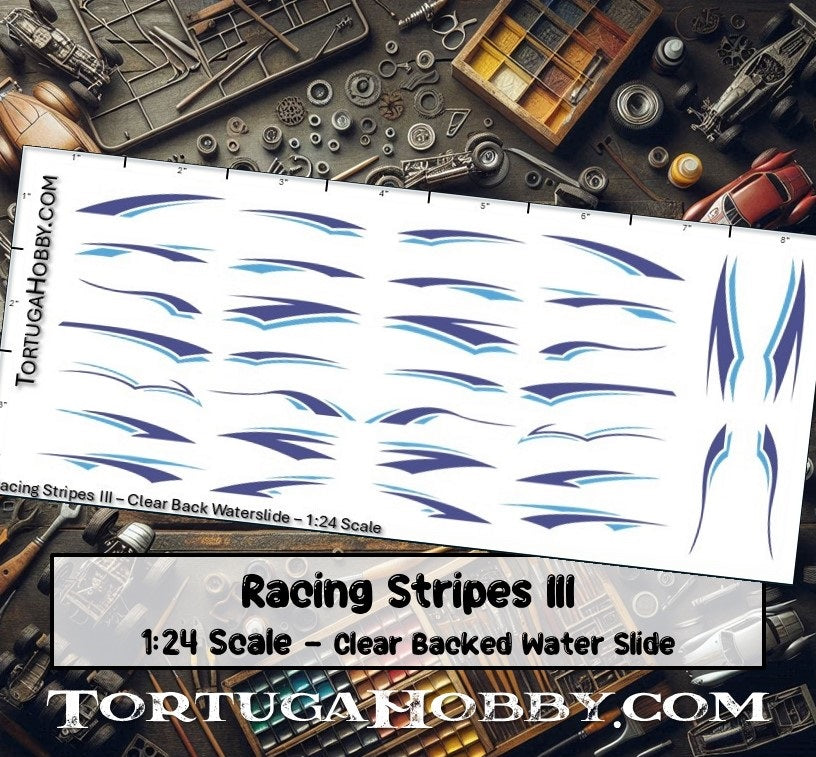 Racing Stripes III - Clear Water Slide Decals - 1:24 Scale