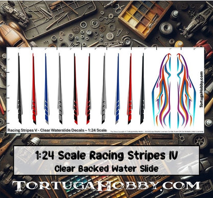 Racing Stripes V - Clear Water Slide Decals - 1:64, 1:24 & 1:18 Scale