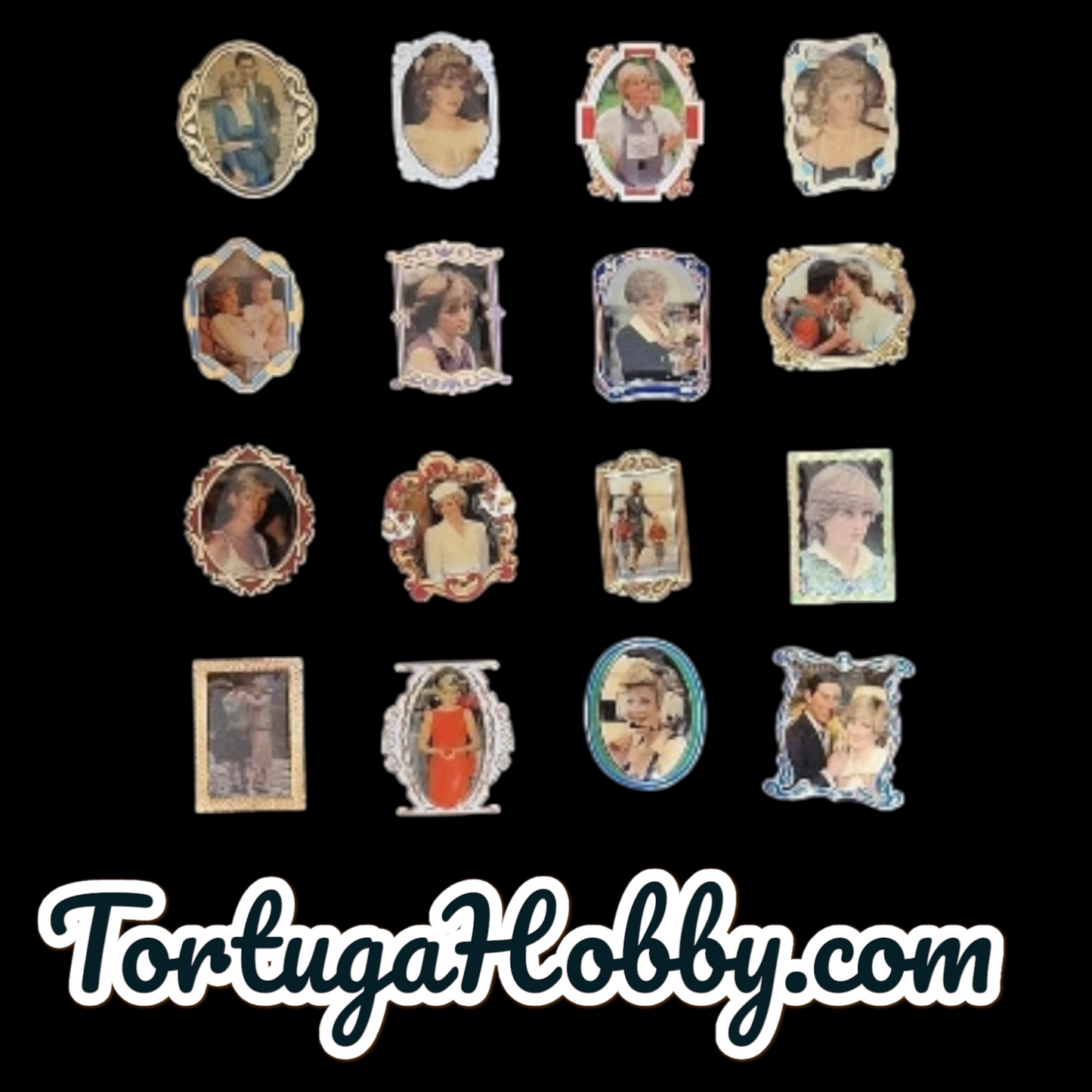 1980 - Beautiful Princess Diana 32 Pin Collection with Wooden Case